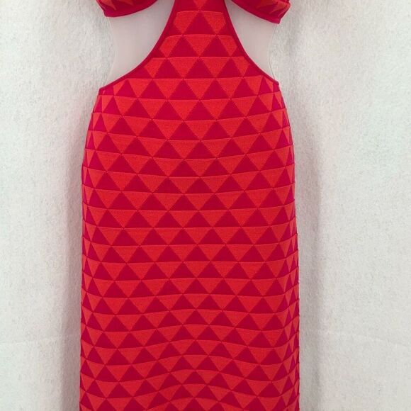 NWT Solid & Striped Berry Coral The Kianna Texture Geo Cutout Midi Dress Large - Picture 6 of 8